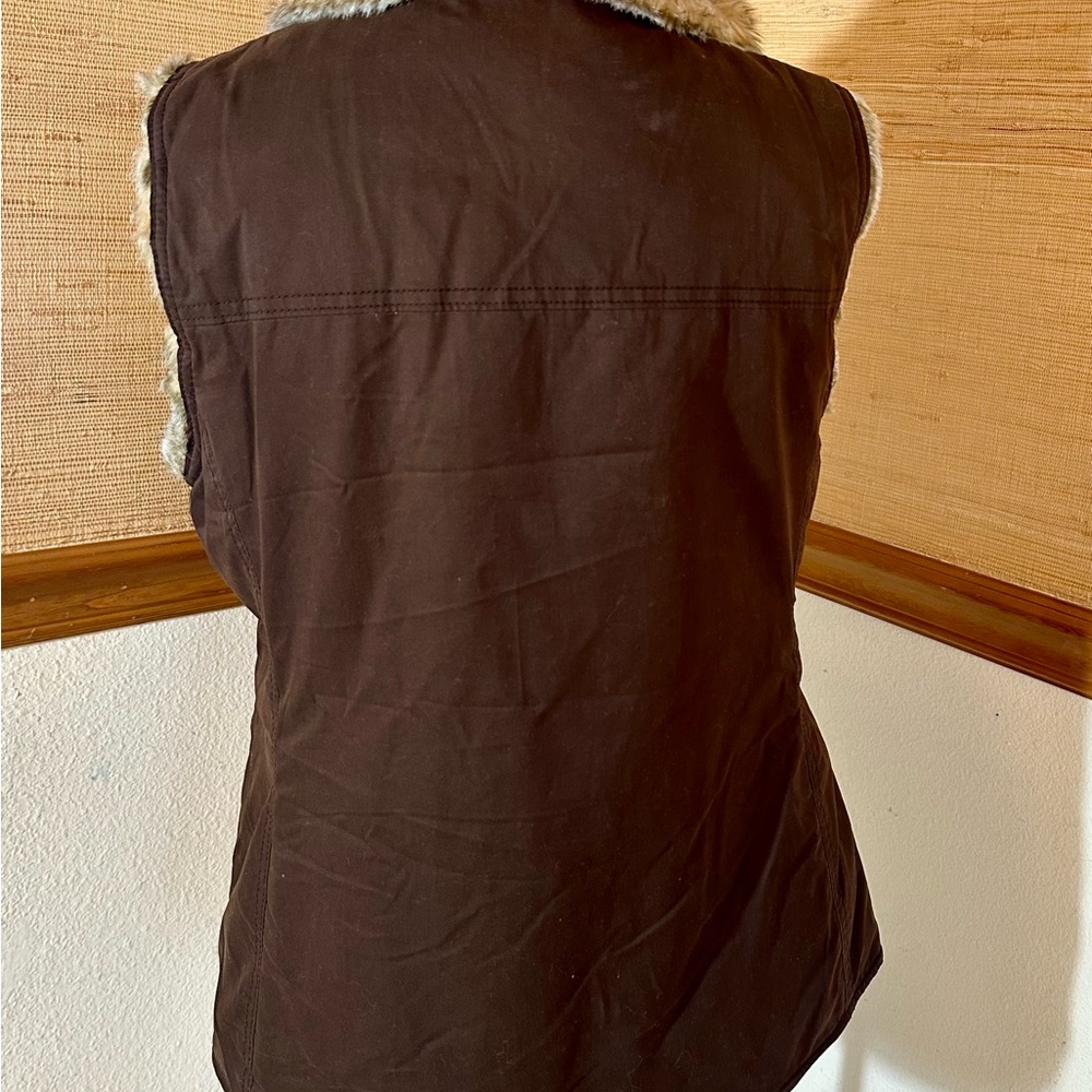 GAP Dark Brown Vest with Faux Fur Trim - Picture 4 of 7